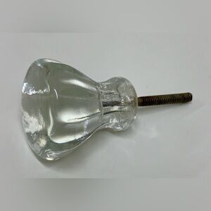 Early 20th Century Antique Clear Glass Faceted 10 Sided Clear Glass Door Knob